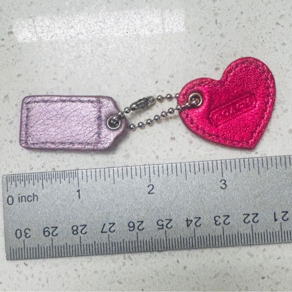 Coach Pink Heart and Purple Silver Keychain Tags - Picture 2 of 3